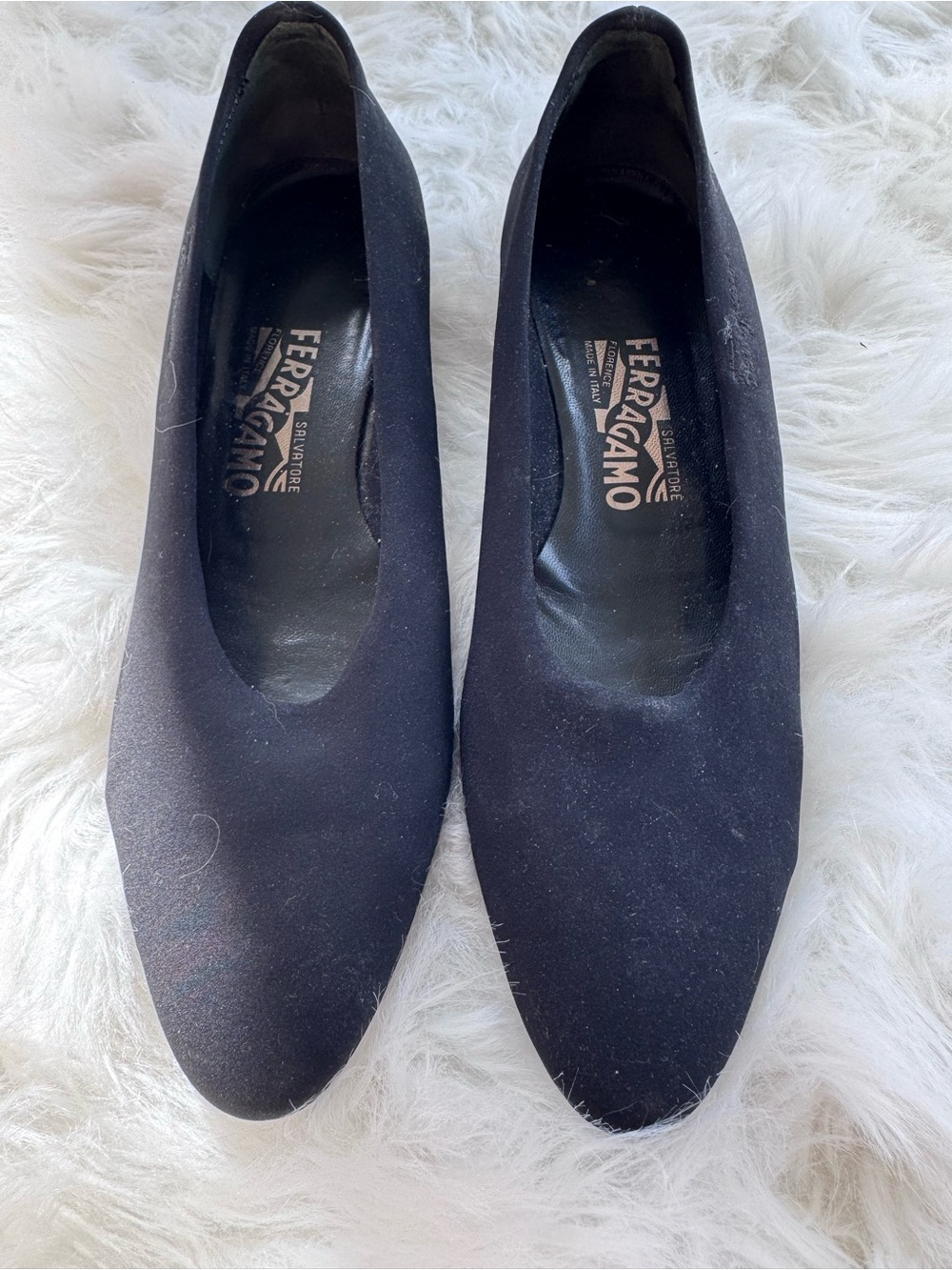 Salvatore Ferragamo Black Pointed Toe Ballet Flats